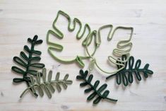 three different types of plants on a wooden surface with the word love spelled in cursive writing