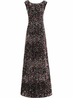 multicolour silk sequin embellishment round neck sleeveless Dolce And Gabbana Couture, Uzun Boy, Gowns Couture, Vera Wang Gowns, Evening Dress Black, Runway Gowns, Gabbana Dress, Sequence Dress, Sequin Embellishment