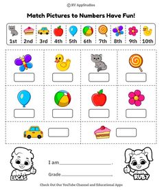 a printable worksheet for kids to learn numbers and counting with pictures on them