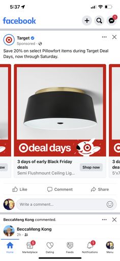 the facebook page has three different images on it, one is red and white with black accents