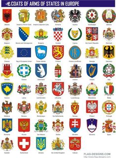 the coat of arms of states in europe with their emblems and names on them