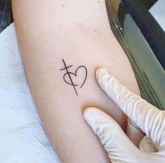 Heart And Cross Tattoo, Faith Tattoo Designs, Heart And Cross, Cross Tattoos For Women, Self Love Tattoo, Faith Tattoo, Cross Tattoo Designs, Inspiration Tattoos, Wrist Tattoos For Women