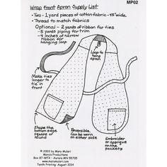 the instructions for how to sew an apron