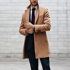 Classic Autumn Winter Long Jacket Men Khaki Trench Coat Single-breasted Turn-down Collar British Long Jacket Men, Winter Long Jacket, Khaki Coat, Khaki Trench, Khaki Trench Coat, Men Coat, Style Formal, Trench Coat Men, Collar Cardigan