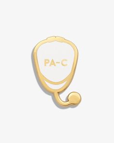 a badge with the word pa - c on it and a hook attached to it