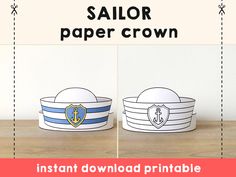 sailor paper crown with instructions to make it