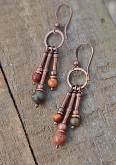 Boho dangle earrings boho jewelry bohemian jewelry copper | Etsy Rustic Hand Forged Brown Jewelry, Rustic Brown Hand Forged Jewelry, Bohemian Rust-colored Copper Jewelry, Rust-colored Bohemian Copper Jewelry, Bohemian Brass Earrings In Rust Color, Bohemian Nickel-free Rust Earrings, Bohemian Rust Brass Earrings, Bohemian Rust-colored Nickel-free Earrings, Rustic Brown Drop Earrings