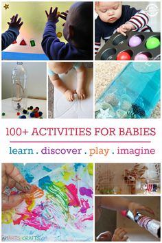 the cover of 100 + activities for babies to learn and play