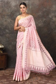 Shop beautiful powder pink Jamdani weave Banarasi saree online in USA. Radiate elegance on special occasions in exquisite designer sarees, handwoven sarees, georgette sarees, embroidered sarees, Banarasi saree, pure silk saris, tussar sarees from Pure Elegance Indian saree store in USA.-full view Pink Cotton Silk Pre-draped Saree With Self Design, Pink Cotton Silk Pre-draped Saree With Cutdana, Pink Tussar Silk Handloom Pre-draped Saree, Pink Handloom Tussar Silk Pre-draped Saree, Pink Banarasi Silk Blouse With Chikankari Embroidery, Pink Chanderi Pre-draped Saree With Self Design, Pink Cotton Silk Pre-draped Saree With Zari Work, Pink Pre-draped Cotton Silk Saree With Zari Weaving, Pink Semi-stitched Cotton Silk Pre-draped Saree