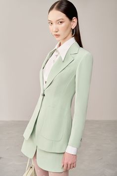 Expertly crafted with a structured design, this blazer features convenient patch pockets for added functionality and style. The blend of linen and cotton materials provides a comfortable and breathable fit, perfect for any professional setting. Elevate your wardrobe with this versatile and timeless piece. Organza Material, Pointed Flat Collar, Organza Shirt, Mean Blvd, Structured Design, Flat Collar, Cotton Blazer, Organza Fabric, Office Attire