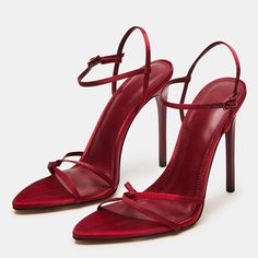 Elegant Maroon Satin Sandals featuring a chic pointy toe and cross straps, elevated with stiletto heels. A sophisticated choice that combines style and grace for a refined look. Color: Maroon Material: Satin Heel Type: Stiletto heel Heel Height: 4.49" / 114 mm approx Product measurements were taken using size 8. Please note that measurements may vary by size. Toe: Open pointed toe Cross strap design Adjustable buckled ankle strap design Handcrafted US sizing. Fits true to size. Heels Shoes For Women, Wedding Heels Designer, Heeled Sandal, Sandal Heels, Valentino Heels, Cute Womens Shoes, Burgundy Heels, Cowboy Shoes, Pointy Toe Heels