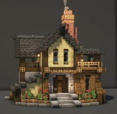 a house made out of wood and stone