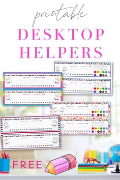 the printable desk top helpers for kids