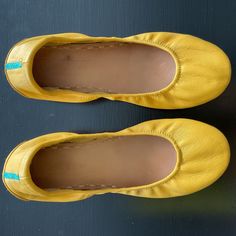 Lightly Worn Mustard Yellow Tieks, Size 11. Barely There Scuffing On Back Heel, None On Toes, And Slight Insole Discoloration From Normal Wear. Tieks Shoes, Flower Bag, Mustard Yellow, Loafer Flats, Mustard, Flat Shoes Women, Loafers, Shoe Bag, Yellow