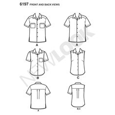 the front and back views of men's short - sleeved shirts with collars