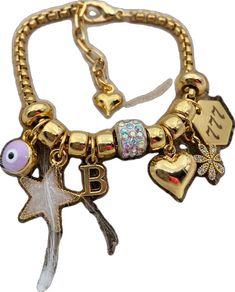 Personalized Bohemian Gold Friendship Bracelets, Gold Metal Bracelets With Star Charm, Gold Metal Bracelet With Star Charm, Gold Adjustable Friendship Bracelets With Charms, Adjustable Gold Friendship Bracelets With Charms, Adjustable Gold Friendship Bracelet With Charms, Adjustable Metal Bracelet With Star Charm, Trendy Gold Crystal Bracelet For Friendship, Party Bracelets With Star Charm