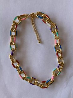 Glam up that outfit with color block necklace chain and or bracelet. Perfect for casual or dressy wear. Preorder Ships In 18 Business Days Trendy Gold-tone Link Chain Bracelet, Trendy Multicolor Chain Bracelets, Trendy Multicolor Chain Necklace, Trendy Multicolor Chain Link Necklace, Chic Gold-tone Multi-strand Chain Necklace, Jewelry Inspo, Chain Bracelet, Chains Necklace, Color Block