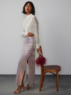 Pink Sequin Skirt, Sequin Skirt Long, Animal Print Maxi Skirt, Brown Maxi Skirts, Red Maxi Skirt, Maxi Sequin Skirt, Sequined Skirt, White Maxi Skirts, Glam Outfit