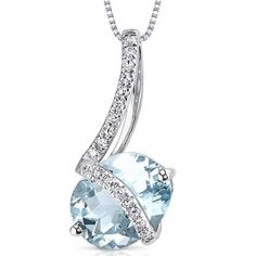 Aquamarine Pendant Necklace 14 Karat White Gold 1.54 cts P8760 top Jewelry Questions, Aquamarine Pendant, Silver Box, Aquamarine Gemstone, Natural Aquamarine, Diamond Pendant Necklace, Jewelry Gift Box, Spring Rings, Diamond Pendant