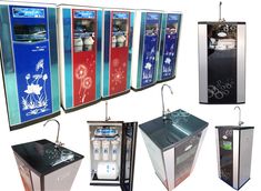 an assortment of vending machines with different designs