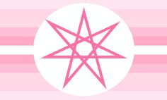 a pink and white striped background with an inverted star in the center, surrounded by lines