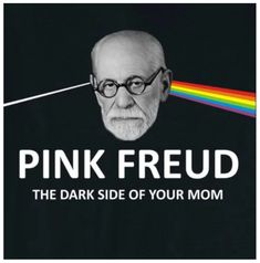 a man with glasses and a pink floyd sticker in front of him is the dark side of your mom