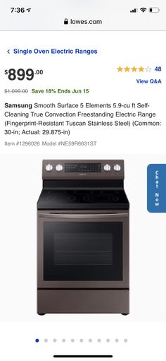 the oven is on sale for $ 399 99, and it's only available in store