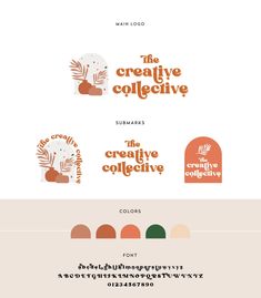 the creative collective logo and font design for an art studio, with oranges and browns