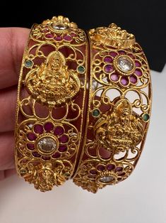 Buy Goddess Lakshmi Bangles , Indian Bangles, Kada Patala Online in India - Etsy Temple Style Bangle Jewelry For Festivals, Bohemian Bracelets With Motifs For Diwali, Bohemian Bracelets With Latkans For Diwali, Festival Jewelry Bangle With Latkans, Brass Bracelets With Intricate Design For Festivals, Gold Bohemian Bangle For Puja, Gold Bohemian Bangle With Latkans, Bohemian Gold Chandbali Bracelets, Bohemian Gold Bangle With Latkans