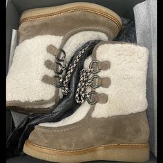 Wynter Suede And Shearling Lace-Up Platform Boots By Aquatalia Upper: Suede & Shearling Lining: Shearling Crepe Sole Round Toe Shaft Is About 8" Approx. 1.5" Heel; 0.75" Platform Color Name: Water Resistant Size 7m Nwob - New Without Box - Retail Is $595 Made In Italy Please Let Me Know If You Have Any Questions Snow Skiing, Platform Boots, Winter Rain, Color Names, Snow Boots, Rain Boots, Skiing, Water Resistant, Let Me