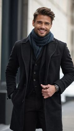 Mens Peacoat Outfit, Winter Fashion Ideas, Perfect Winter Outfit, Casual Dressing, Dapper Dudes, Wedding Outfit Men, Stylish Winter Outfits, Outfits For Men