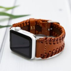 "Made for Apple watch series 6, 5, 4, 3, 2, 1. BEMFEY watch bands are handmade with meticulous craftsmanship and premium materials. 100% Genuine leather curated in Europe. Our Leather Apple Watch straps the perfect gift. Visit our shop to see all the Apple watch bands and bracelets we have to offer! - https://etsy.me/3eVayLI ◉ Compatibility ◉ ✓All Apple Watch series: Series 1 - 2 - 3 - 4 - 5 - 6 ✓Apple Watch Sizes 38mm, 40mm, 42mm, 44mm ◉ 4 Stainless Steel Adapter & Buckle Color Options ◉ ▪ Brown Handmade Adjustable Watch Band, Handmade Adjustable Brown Watch Band, Adjustable Handmade Brown Watch Bands, Handmade Adjustable Brown Watch Accessories, Handmade Rectangular Apple Watch Band For Everyday Use, Handmade Adjustable Watch Accessories For Everyday, Handmade Adjustable Watch Accessories, Handmade Brown Apple Watch Band, Apple Watch Leather Strap