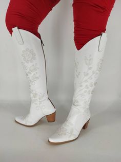 Tall Cowboy Boots, Viking Shoes, White Leather Boots, Soft Boots, Bridal Boots, Unique Boots, Everyday Boots, Wedding Boots, Custom Boots