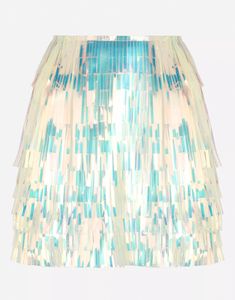 This contemporary Holographic-Effect Fringed Miniskirt from Dolce & Gabbana is designed for the modern, feminine woman. Crafted with a unique fringing, piece sure to be hit those who want an original, vibrant look. Textures Procreate, Disco Mermaid, Holographic Print, Tassel Skirt, 90s Design, Electric Forest, Casual Date Night, Feminine Women, Fringe Skirt