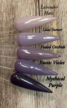 A collection of 5 different shades of Smokey purple to create the perfect gradient mani. Available in 3 sizes. No discounts allowed if purchasing the entire collection. All dips are measured by weight not volume. Mixed Purple Nails, Shades Of Purple Nail Polish, Gothic Nail Colors, Dusky Purple Nails, Taupe Purple Nails, Grey Mauve Nails, Smoky Purple Nails, Gray Purple Nails Ideas, Smokey Purple Nails