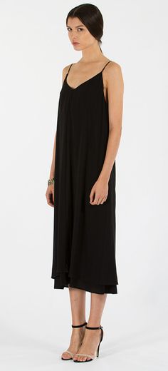 Double Layer Cami Dress Chic Solid Dresses For Layering, Daywear High-low Hem Maxi Dress, Spring Layering Dresses With Relaxed Fit, Spring Layering Relaxed Fit Dress, Spring Viscose Midi Dress With Side Slits, Layered Cami, Body Heat, Spring Summer 2015, Cami Dress