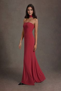 Be on the best-dressed list wearing the Addison Maxi Dress. This luxe knit design exudes contemporary elegance with its sleek choker neckline and fitted silhouette. The perfect style for a special celebration or a romantic night out. Atelier Dress, Red Formal Dresses, Red Maxi Dress, Night Dresses, Red Maxi, Romantic Night, Red Dress Maxi, Perfect Style, Fitted Silhouette