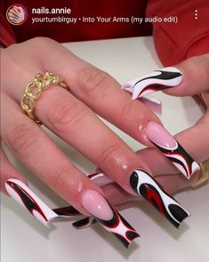 Black Bartending Outfit, Carti Inspired Nails, Rbd Rebelde Nails, Long Design Nails, 23 Birthday Nails, Hypebeast Nails, Bad B Nails, Long Square Nails Ideas, Long Square Nails Designs