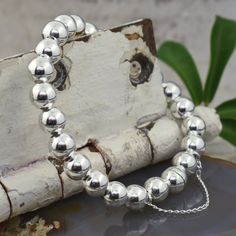 Classic Bead Bracelet is HERE! Sterling silver complete with a magnetic closure  Just $59.99 today only! Unique Sterling Silver Jewelry, Ball Bracelet, Girl Needs, Safety Chain, Sterling Silver Bangles, Gemstone Bracelets, Silver Bangles, Daily Deals, Every Girl