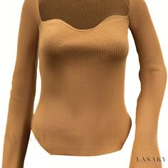 Lasaky - Premium Sweetheart Neck Knit Sweater: Elegant Long Sleeve Slim-Fit Sweater for Womens Fashion Slim Fit Sweater, Slim Sweater, Sweetheart Neck, Chest Pad, Knit Sweater, Knitted Sweaters, Slim Fit, Lingerie, Knitting