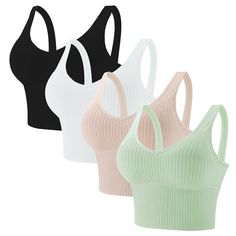 PRICES MAY VARY. Super comfort cami bra packs fit for some light workout such as Yoga and Pilates,as well as for everydays or nightwear Designed in removable pads easily took off and offer more convenience for adjustment,Wide shoulder straps to relax your shoulder and the longer botton band for more coverage Please take a size up since the size of these bra tops are a petite size.Or First please make sure you bra size what you normally wear and then follow our size chart to find the RIGHT size t Bra Pack, Women Crop Top, Cami Bra, Bra For Women, Lounge Bra, Bralette Crop Top, Outfit Trends, Cropped Tops, Everyday Bra