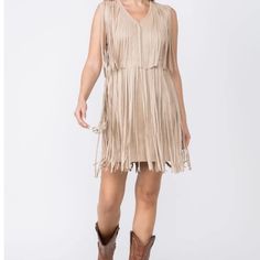 Part Of Our Nashville Nights Collection! Kick The Dust Up In This Mid-Thigh Length Suede Fringe Dress. With Her Tiered Fringe Styling She's A Head Turner! Wear With A Pair Of Your Favorite Cowgirl Boots And Top It Off With A Cowboy Hat! Fringe Styling, Suede Fringe Dress, Stretchy Bodycon Dress, Cute Black Dress, Tie Dye Mini Dress, Fringe Fashion, Western Dress, Graphic Dress, Fringe Dress