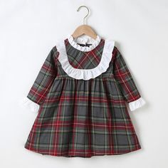 Girls Long Sleeve Plaid A-line Dress Girls Wholesale Dresses - PrettyKid Cute Outfit Ideas Drawing, Stylish Frocks, Special Ocassion Dresses, Cute Dresses For Party, Girls Special Occasion Dresses, Fashion Vibes, Childrens Clothing Boutique, Polka Dot Maxi Dresses, Kids Party Dresses