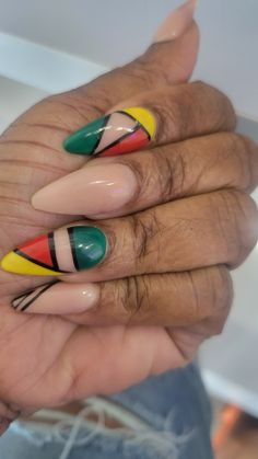 African color nails Black Lives Matter Nails, Asymmetrical Nails, Black People Nails, African Nail Art