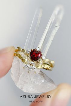 A gem of love to sweep you off your feet.❤ Beauty at its peak, these red garnet gemstone rings are undeniably the sweetest bling you'd never want to take your eyes off.💞 Shop now! Red Garnet Jewelry, Flaming Heart, Fantasy Ring, Hopelessly Devoted, Red Garnet Ring, Social Dresses, Garnet Gem, Know Your Worth, Ring Heart