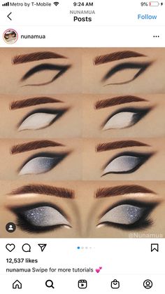 Drag Smokey Eye, Dark Eye Makeup Step By Step, Eye Shadow Looks For Hooded Eyes, Evening Makeup Looks Night, Black And Silver Makeup Looks, Black And White Makeup Looks, Grey Makeup Looks, Drag Eye Makeup, Smoky Nails