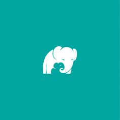 an elephant and its baby are shown in this minimalistic logo design for the company