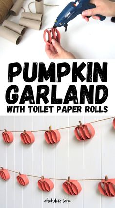 pumpkin garland with toilet paper rolls is an easy diy project for kids to make