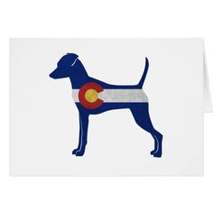 a greeting card with the flag of colorado and a dog's silhouette on it