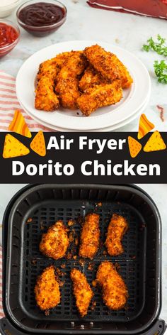 air fryer fried chicken on a grill with the words air fryer doritoo chicken